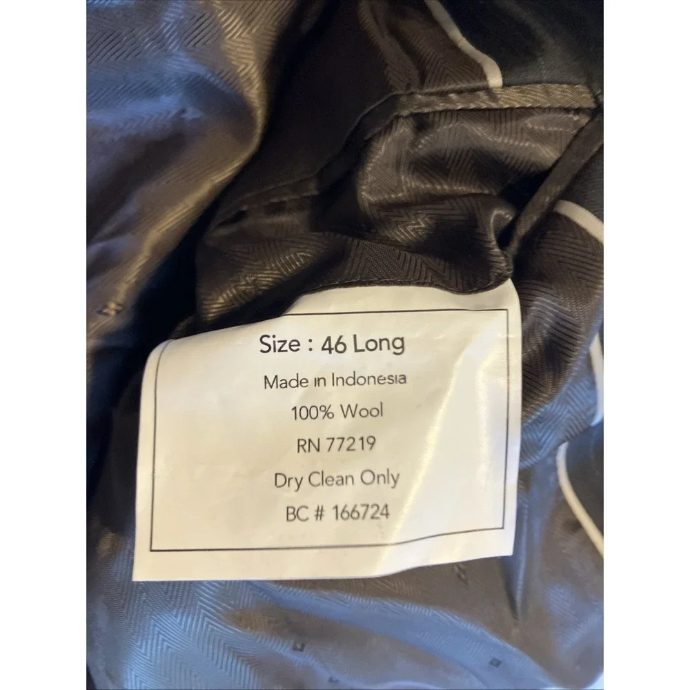 JOSEPH &‎ FEISS Super 100's Wool Pin Striped Dark Gray Blazer Size 46 Long